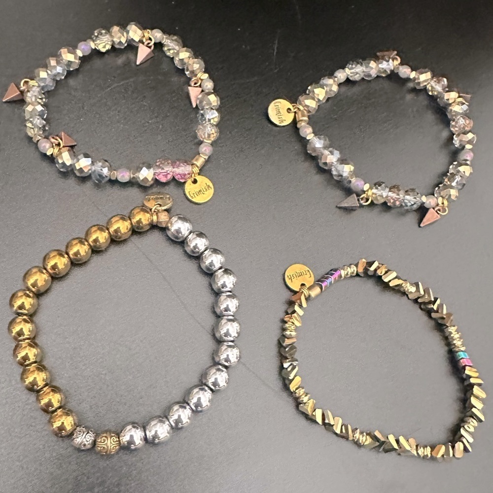 Erimish Gold and Silver Beaded Bracelet Set of 4